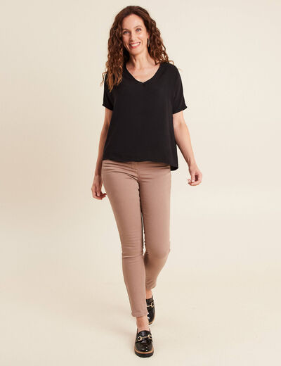 Blouse fluide manches 3/4 noir femme