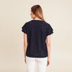T-shirt cintré col V bleu foncé femme