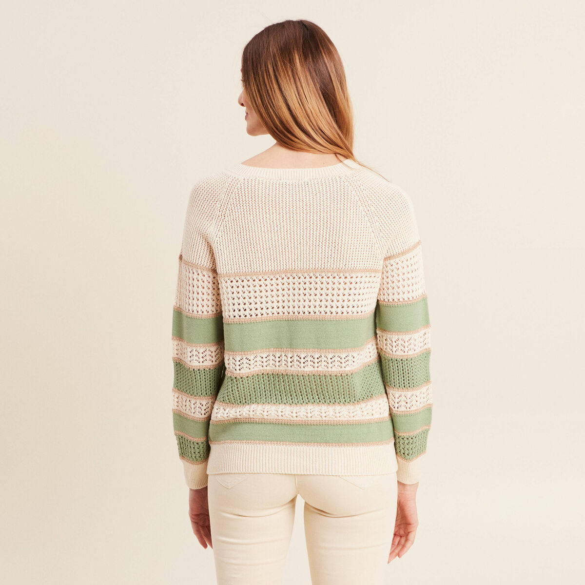 Pull manches longues vert femme