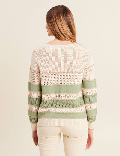 Pull manches longues vert femme