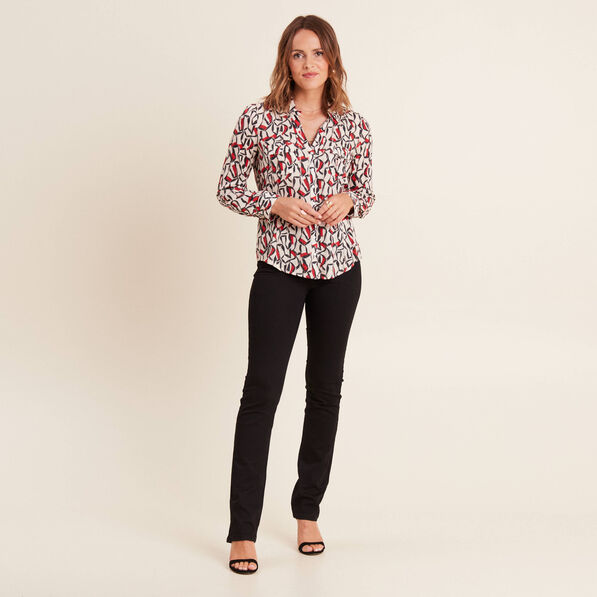 Pantalon droit taille haute noir femme