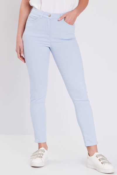 Pantalon léger taille standard 7/8ème bleu clair femme