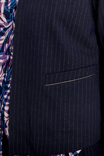 Veste ajustée col châle bleu marine femme