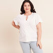 Blouse col tunisien manches courtes ecru femme