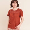 T-shirt manches courtes marron fonc&eacute; femme