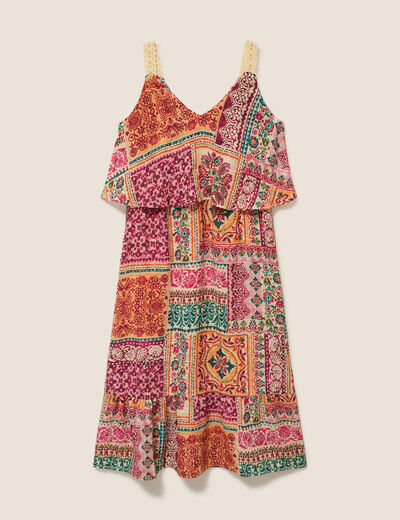 Robe fluide &eacute;vas&eacute;e &agrave; fines bretelles rose femme