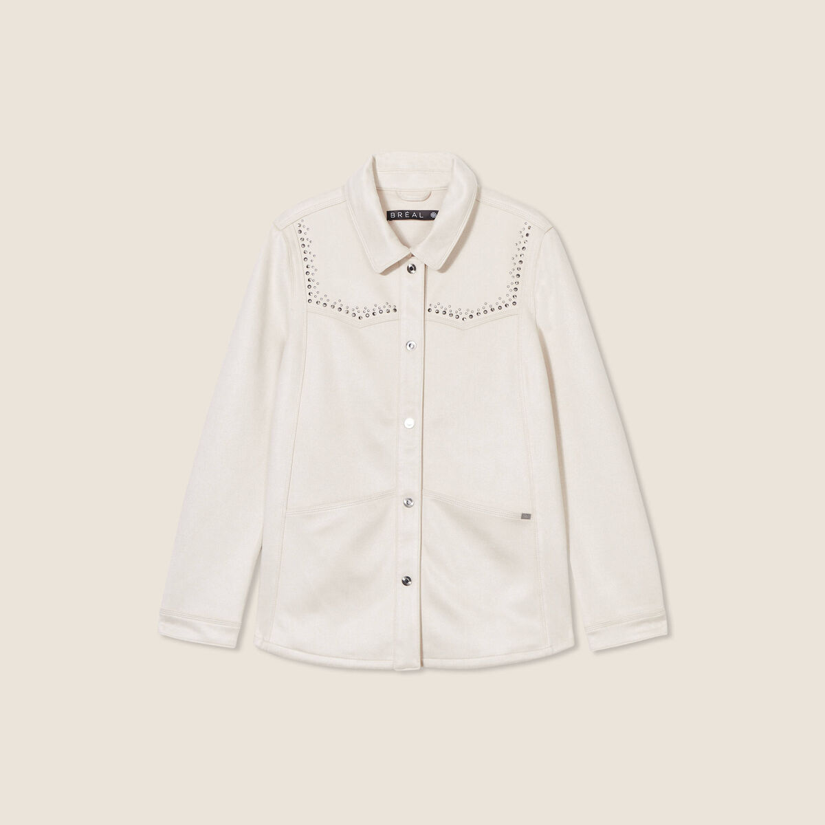 Veste suédine détails cloutés sable femme