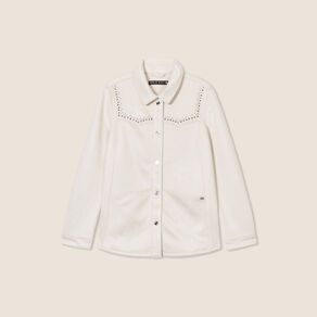 veste suedine details cloutes sable femme Veste suédine détails cloutés sable femme
