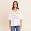 Chemise ample manches 3/4 col chemise blanc femme