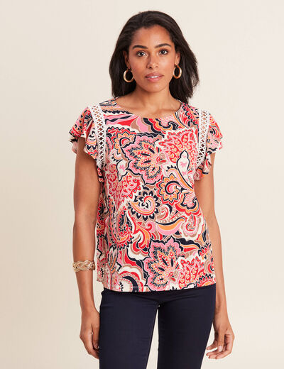 T-shirt manches courtes multicolore femme