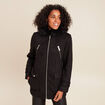 Manteau cintr&eacute; mi-long &agrave; capuche noir femme