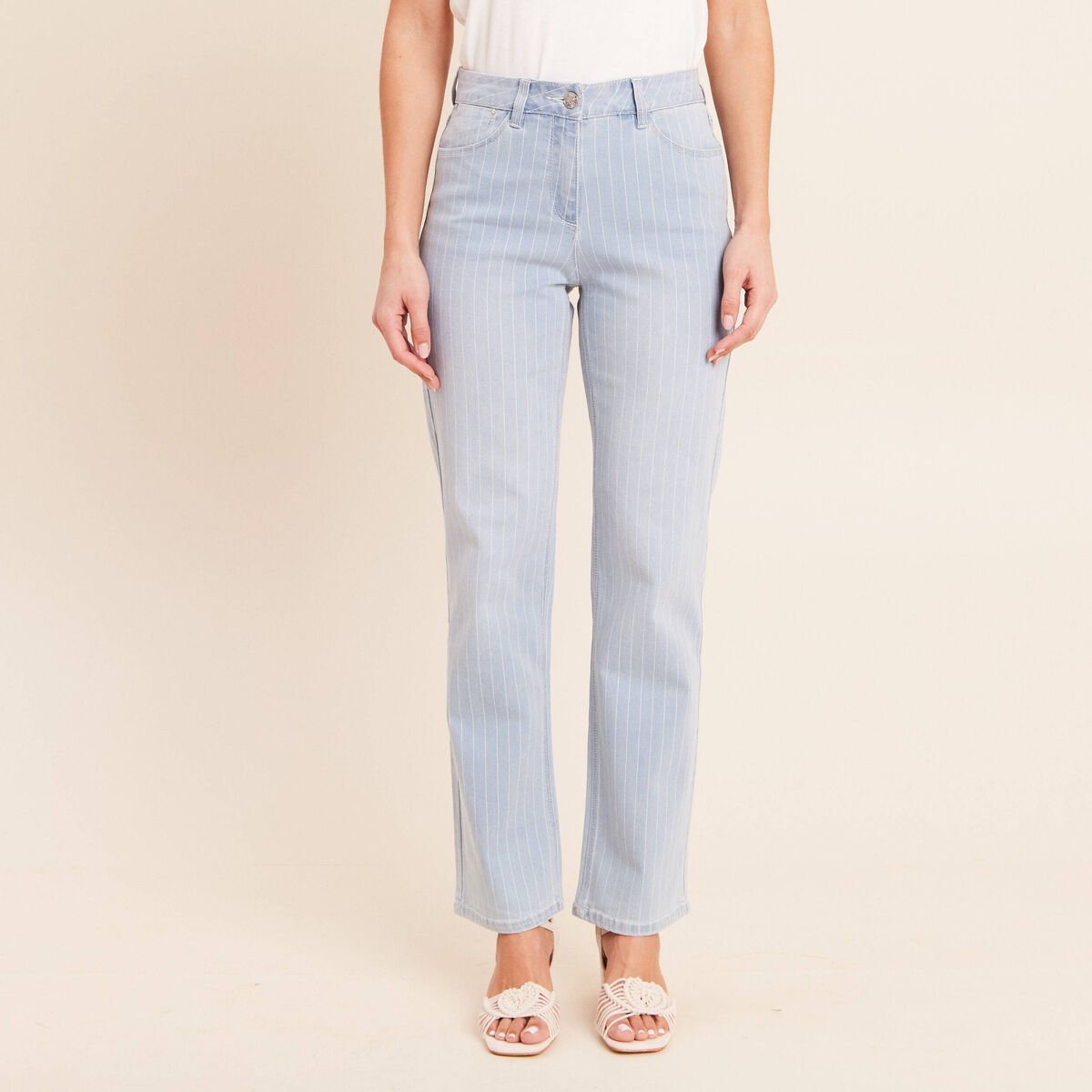 Jean coupe droite taille standard blanc femme