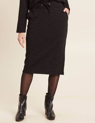 Jupe longue droite fluide noir femme