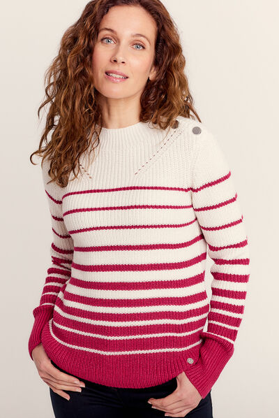 Pull manches longues rose framboise femme