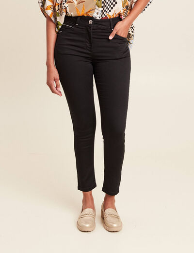 Pantalon coupe ajust&eacute;e taille haute noir femme