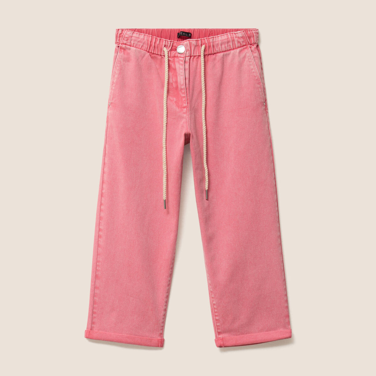 Pantacourt coupe mom rose vif femme