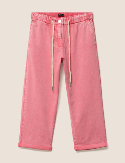 Pantacourt coupe mom rose vif femme