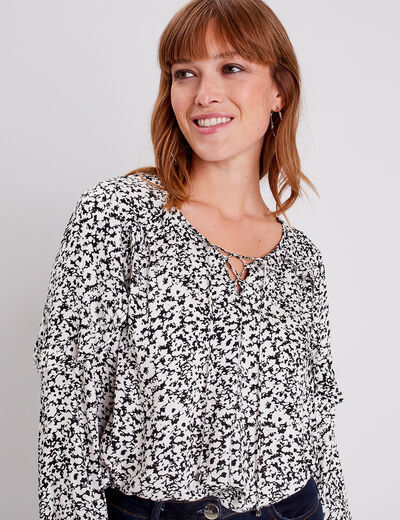 Blouse manches longues ecru femme
