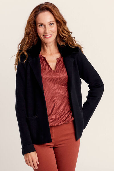 Gilet manches longues noir femme