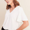 T-shirt bi-mati&egrave;re manches courtes ecru femme