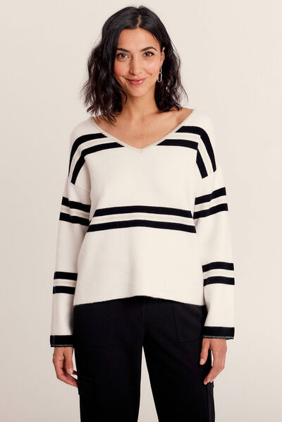 Pull manches longues noir femme