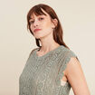 D&eacute;bardeur macram&eacute; vert clair femme