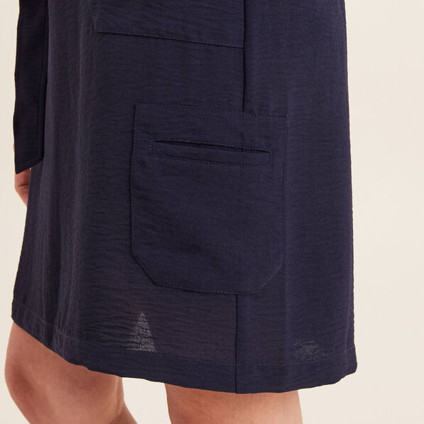 Jupe droite ceinturée bleu foncé femme