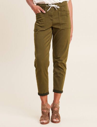 Pantalon coupe mom 7/8&egrave;me vert olive femme