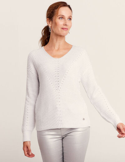 Pull manches longues gris argent femme