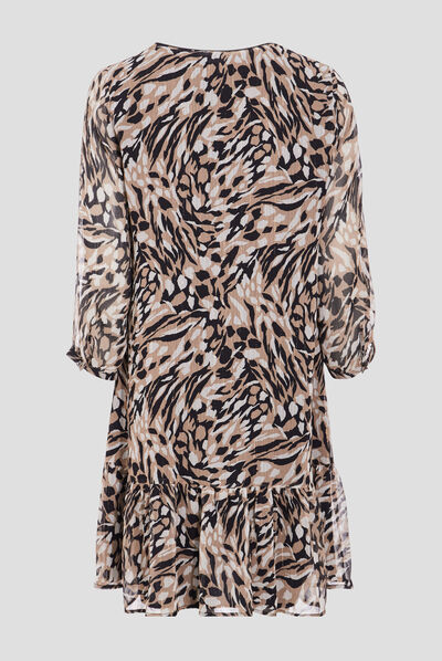 Robe droite manches 3/4 creme femme