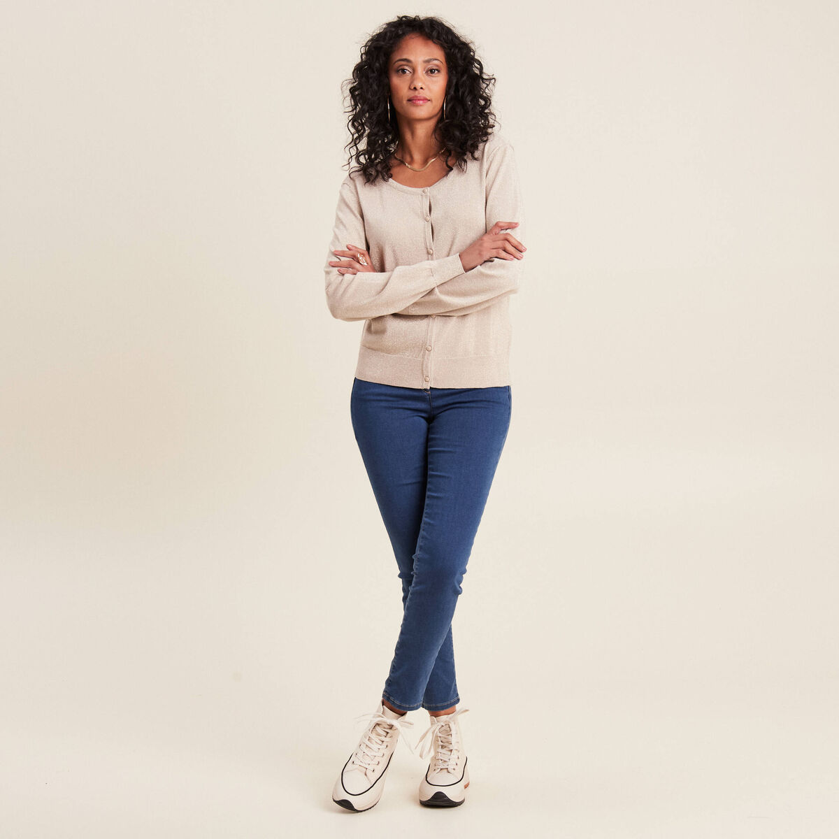 Jeans léger taille standard 7/8ème denim double stone femme