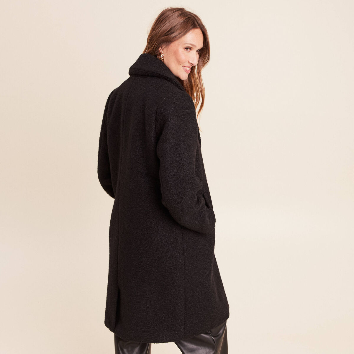 Manteau 3 en 1 col montant doubl&eacute; noir femme