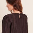 Blouse manches longues marron fonc&eacute; femme