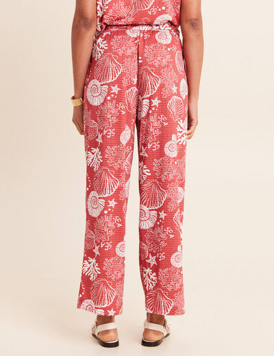 Pantalon coupe large 7/8&egrave;me taille haute orange femme