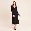 Robe col v manches longues noir femme