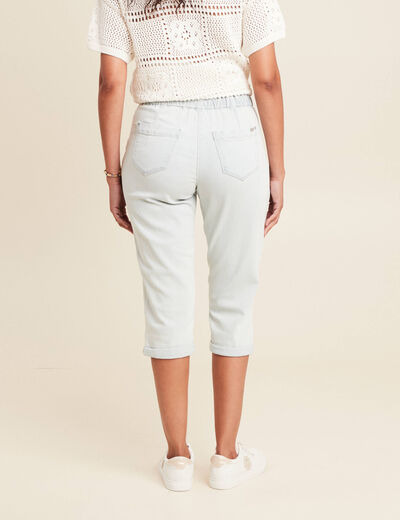 Pantacourt coupe mom denim bleach femme