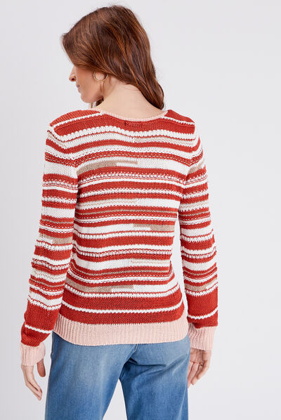 Pull manches longues rouge foncé femme
