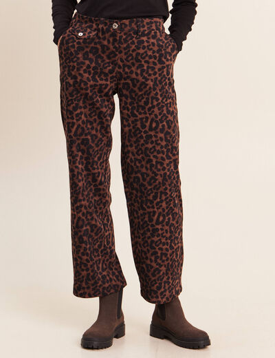 Pantalon taille haute marron femme