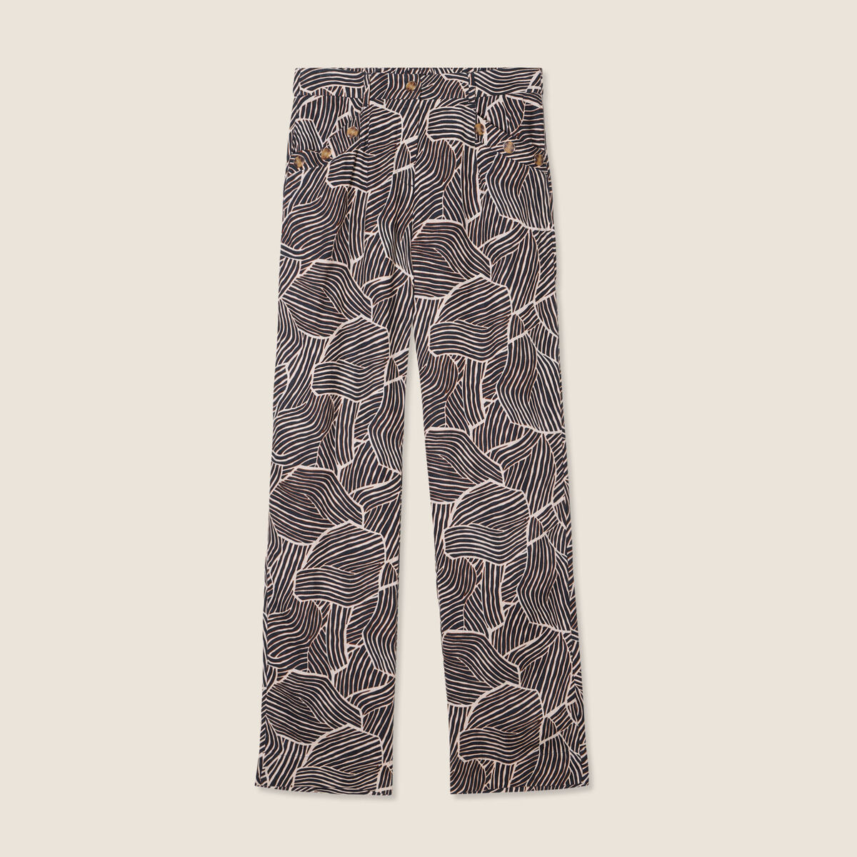 Pantalon flou taille haute noir femme