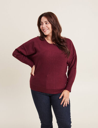 Pull manches longues bordeaux femme