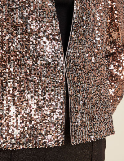 Veste col châle avec sequins couleur cuivre femme