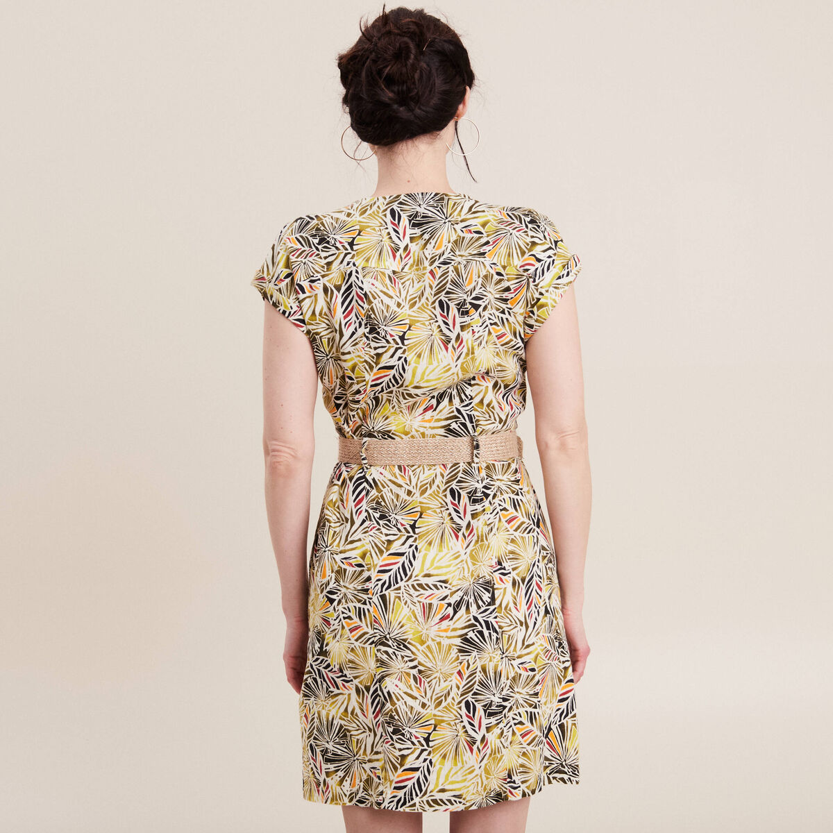 Robe droite ceinturée vert femme