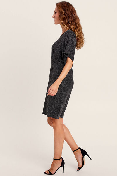 Robe droite à paillettes noir femme