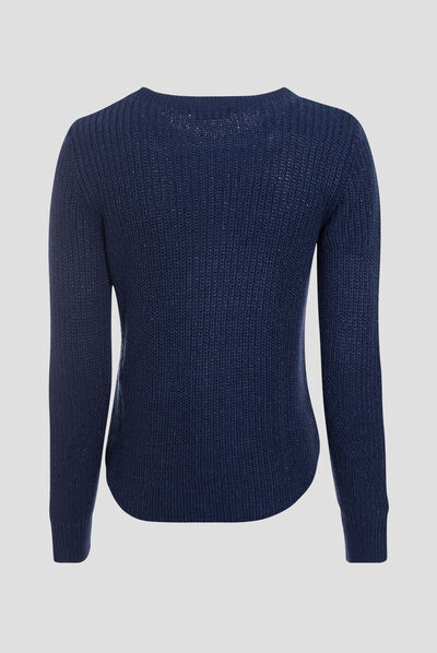Pull manches longues bleu marine femme