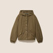 Parka &agrave; capuche doubl&eacute;e manches longues vert kaki femme
