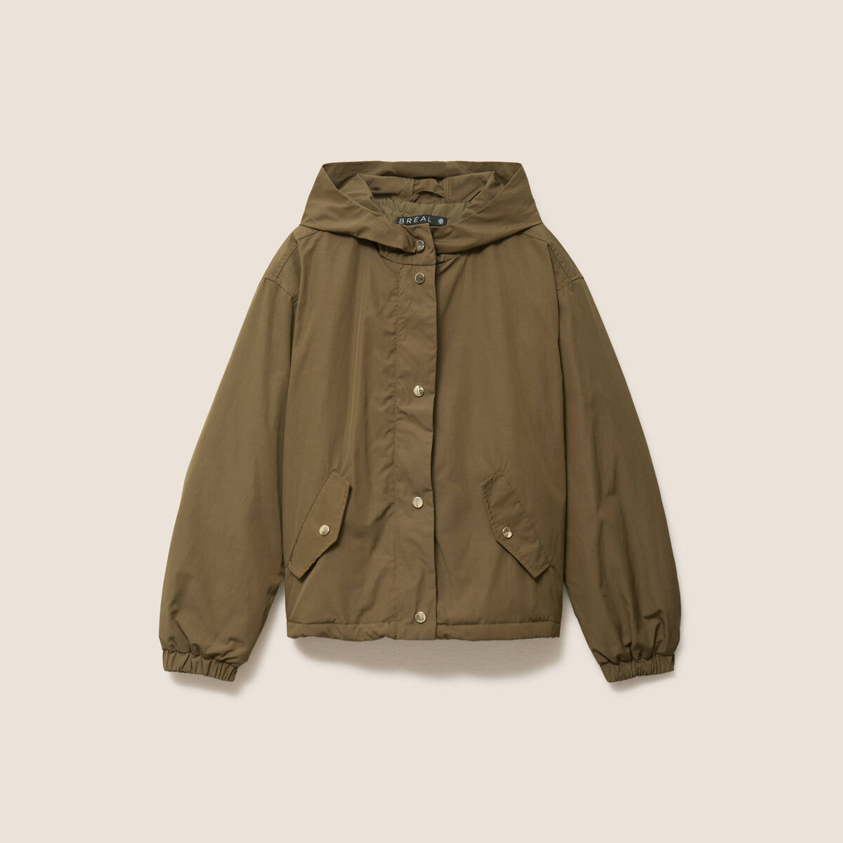 Parka &agrave; capuche doubl&eacute;e manches longues vert kaki femme