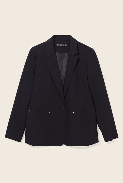Veste city droite 1 bouton noir femme
