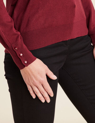Pull manches longues bordeaux femme