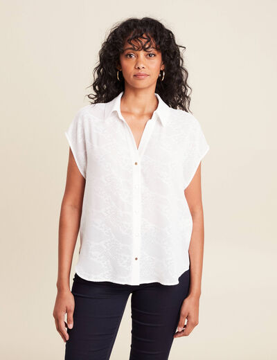 chemise manches courtes ecru femme