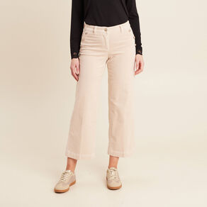 Pantalon large velours côtelé sable femme